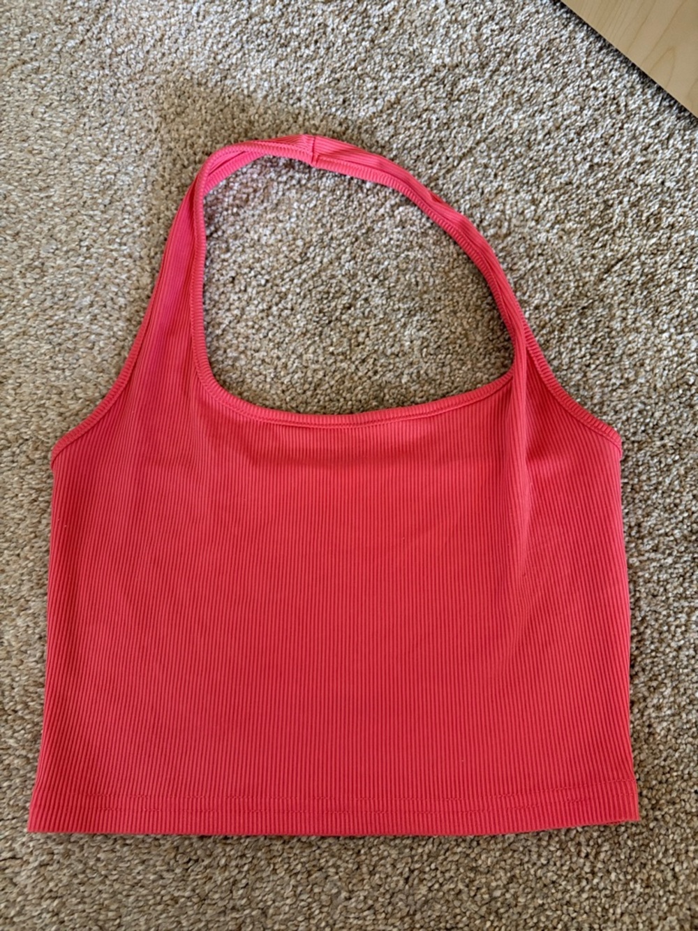 SHEIN Ribbed Halter Crop Top - Hot Pink